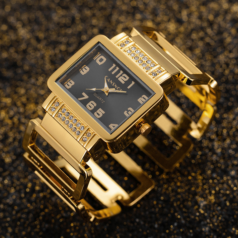 Luxury Watch Diamond - Cansnow Rectangle Ladies Wristwatch Gold Silver