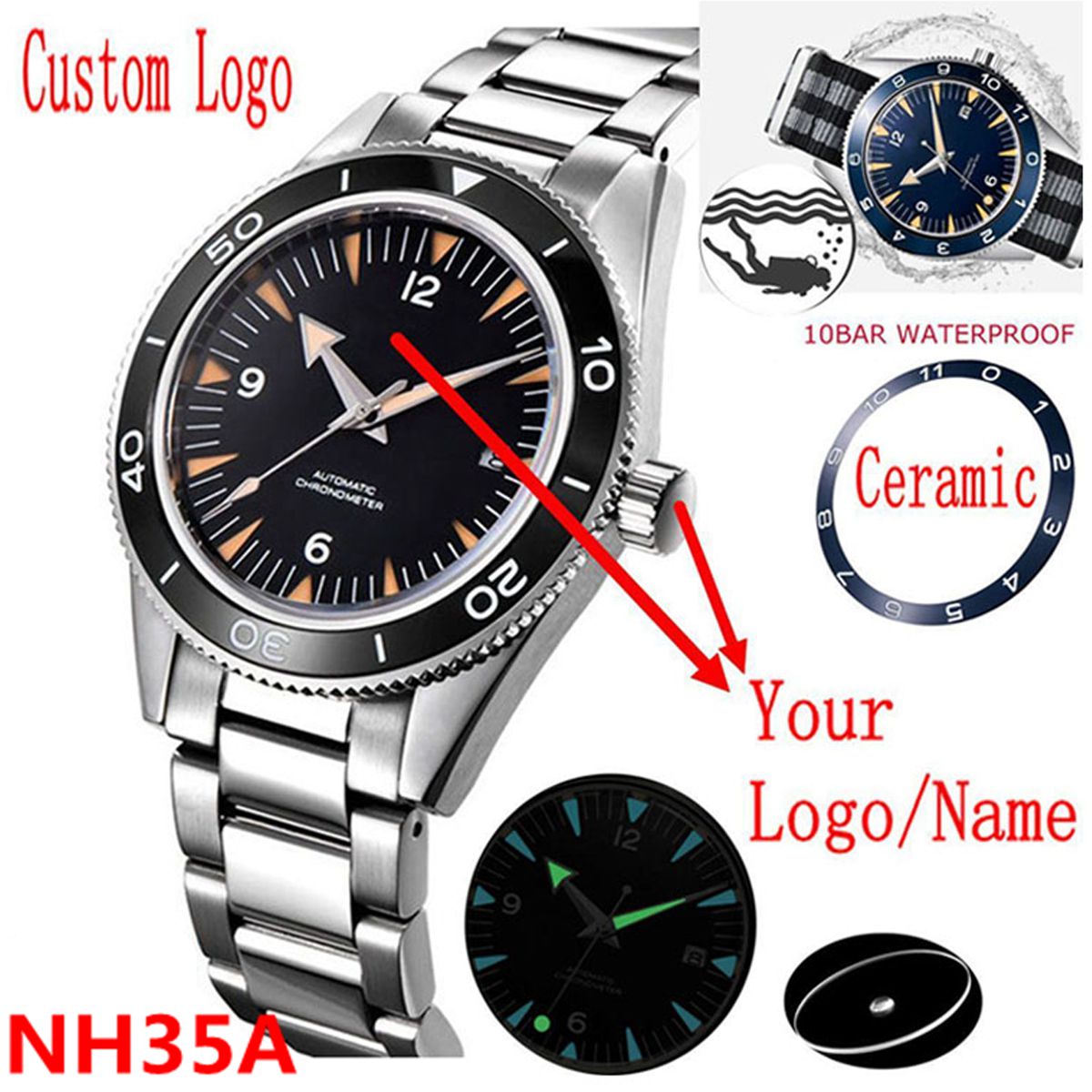 Custom Logo NH35 Movement Watc - Luxury Watch Deals recension och pris