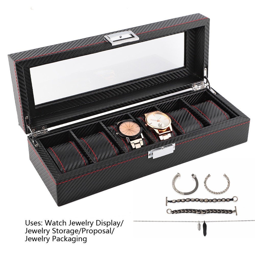 Dustproof Carbon Fiber Watch B - Luxury Watch Collection Box recension och pris