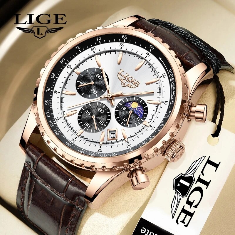 LIGE New Mens Watches Top Bran - Luxury Watch Collection Box recension och pris