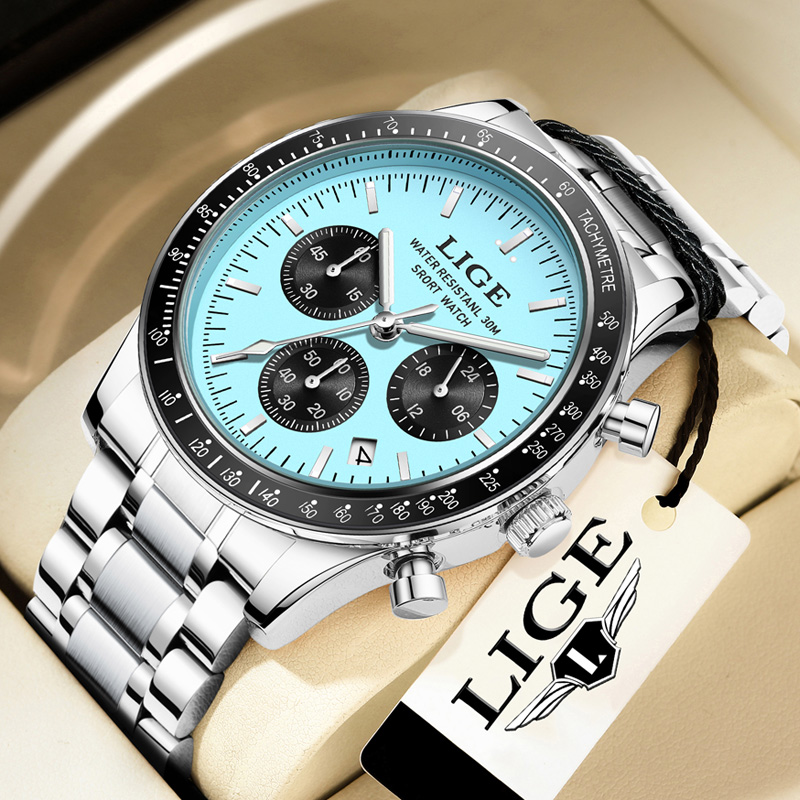 LIGE Top Brand Luxury New Men  - Luxury Watch Collection Box recension och pris