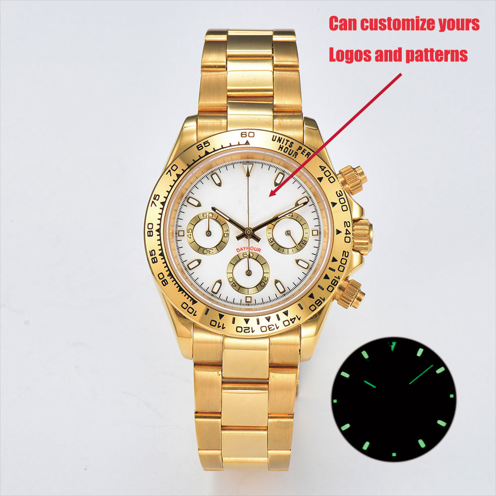 39mm Gold Men's Watch VK63 Mov - Luxury Watch Gold recension och pris