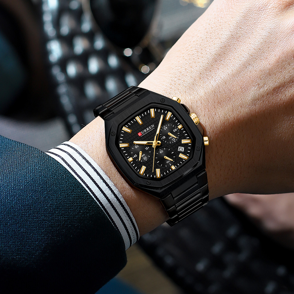 CURREN Luxury Square Chrono Wa - Luxury Watch Hand recension och pris